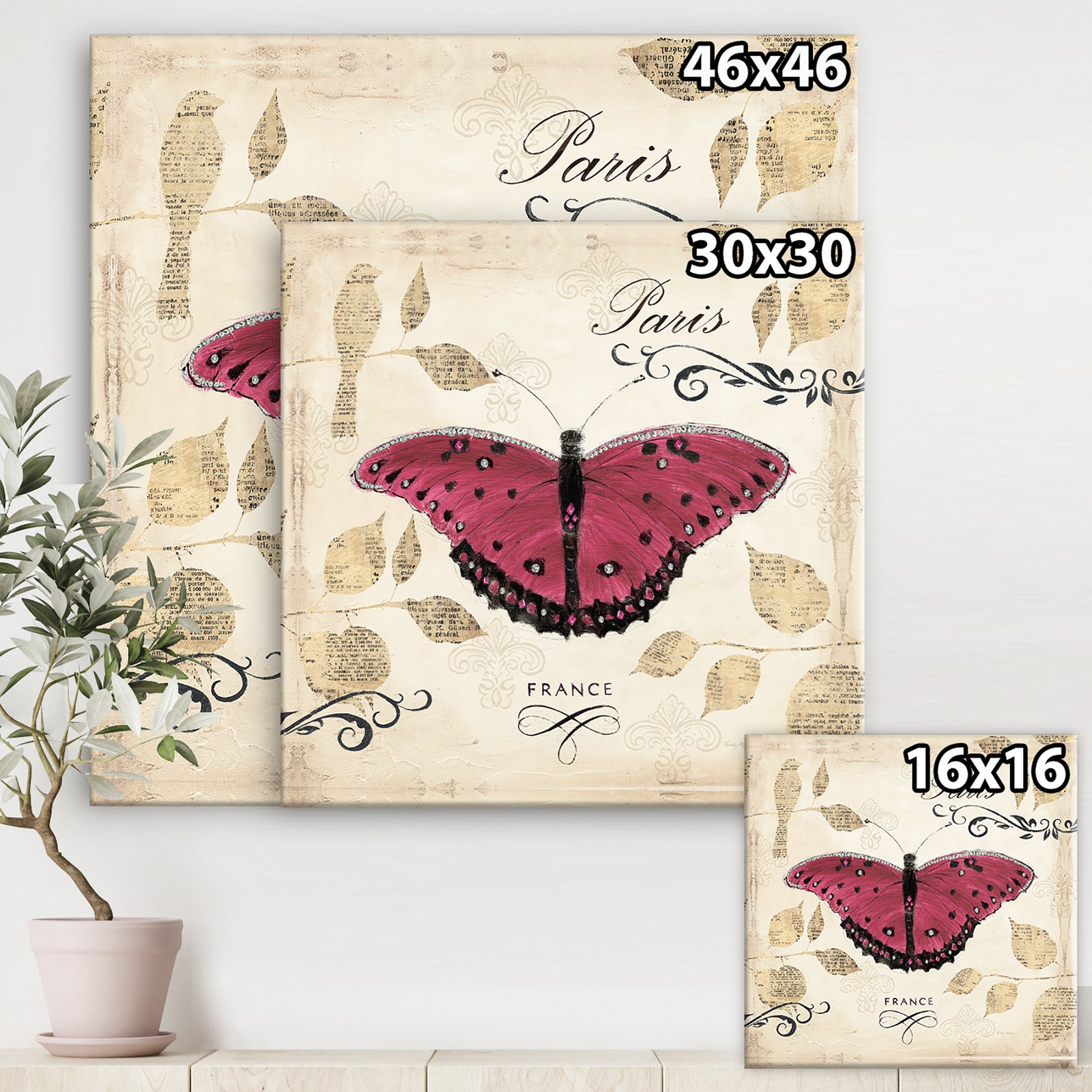 Red Farmhouse Butterfly - Farmhouse Premium Canvas Wall Art
