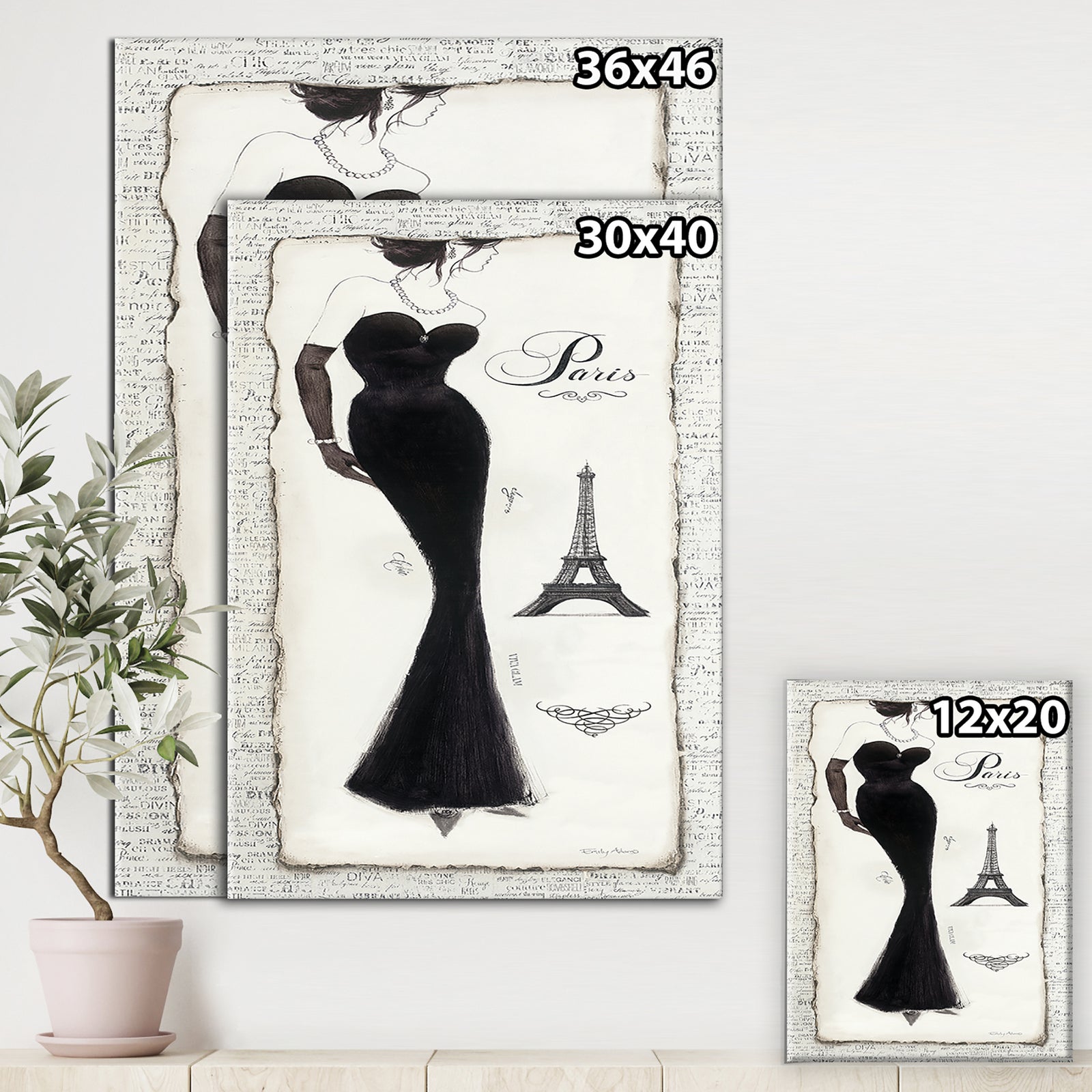 Elegance Glam Paris Diva I - Fashion Gallery-wrapped Canvas