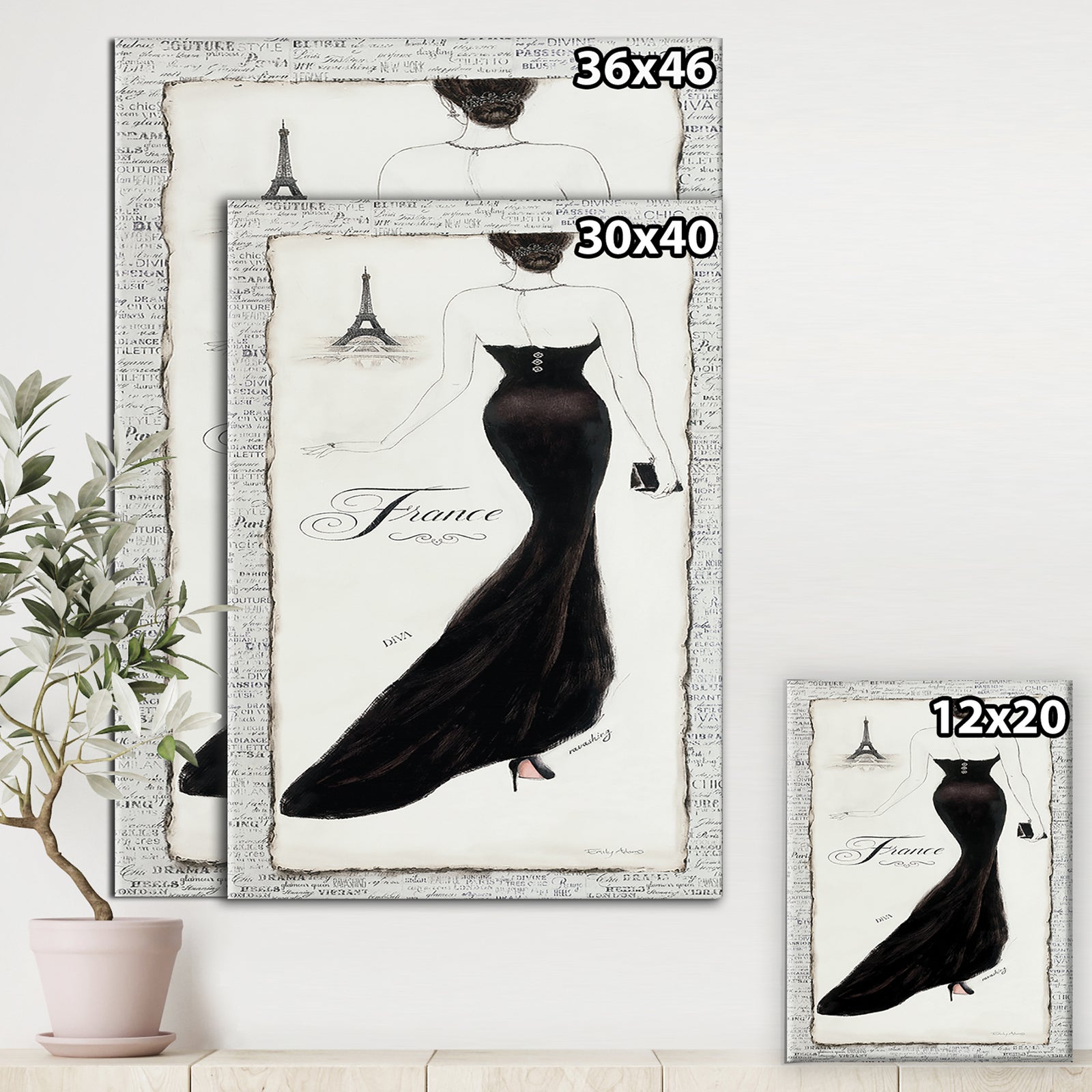 Elegance Glam Paris Diva II - Fashion Canvas Artwork