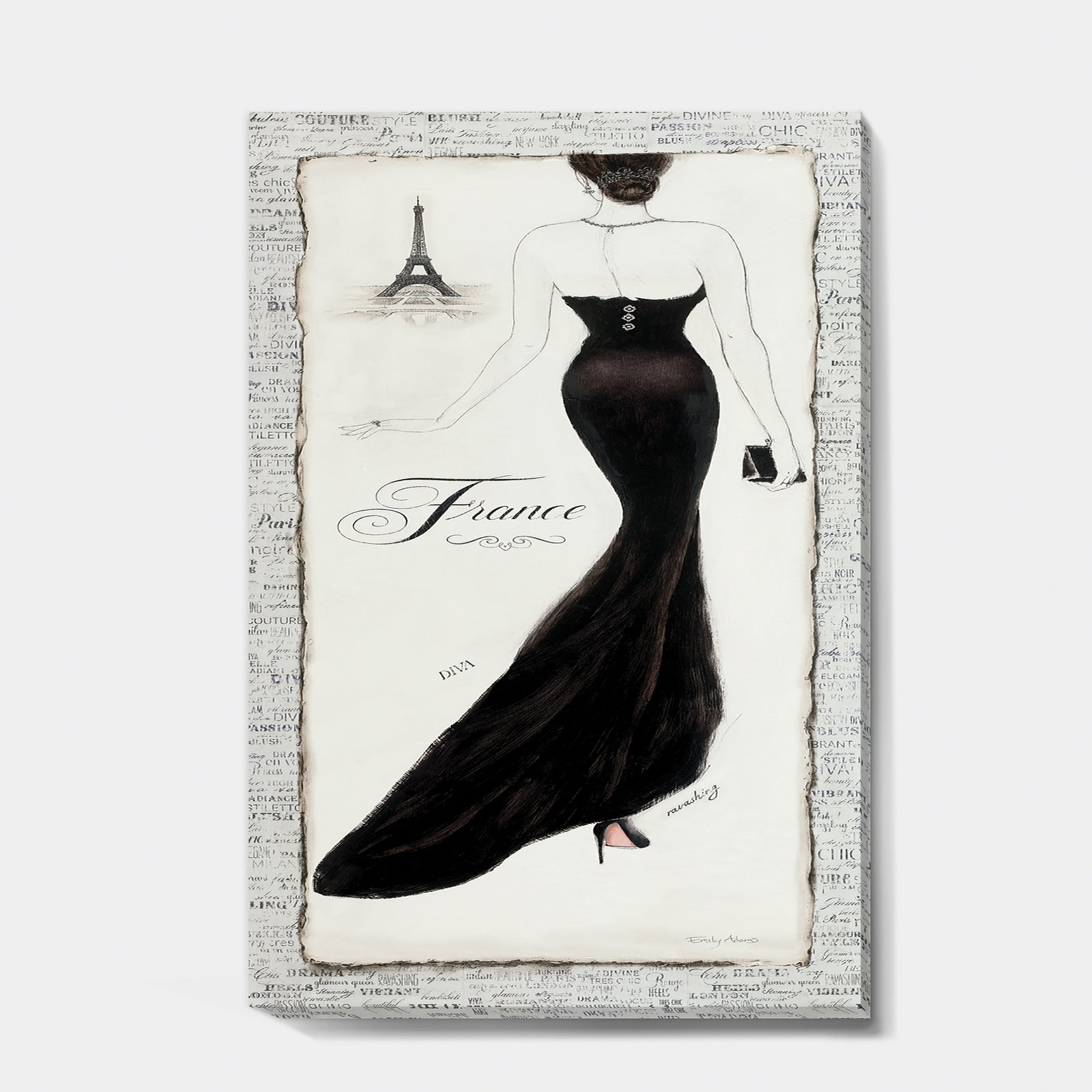 Elegance Glam Paris Diva II - Fashion Canvas Artwork