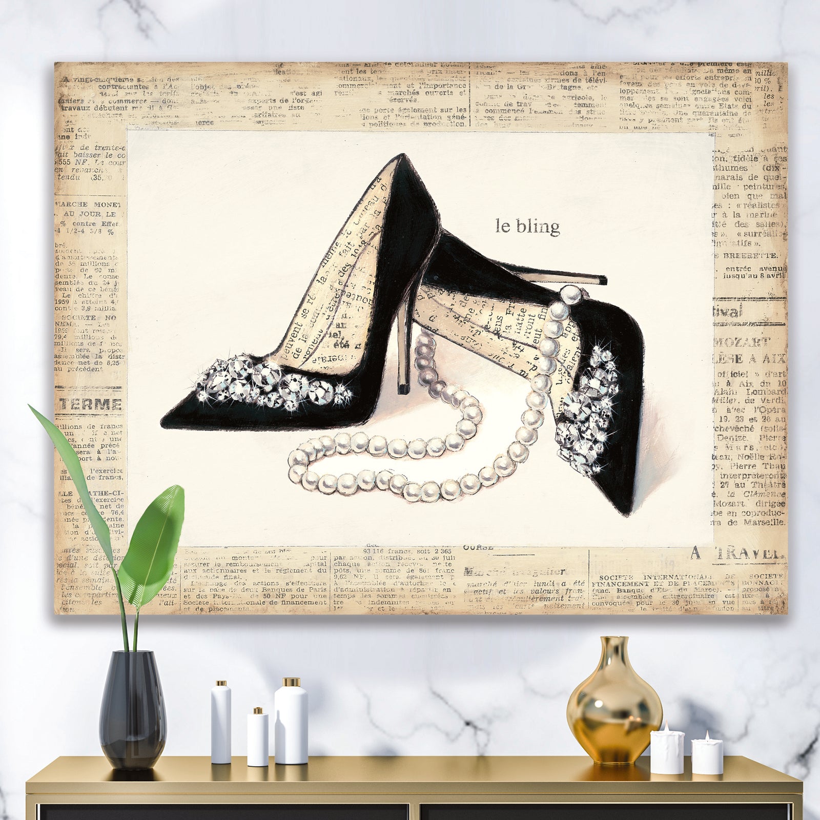 Glamorous Black Diamond Stiletto I - Fashion Gallery-wrapped Canvas