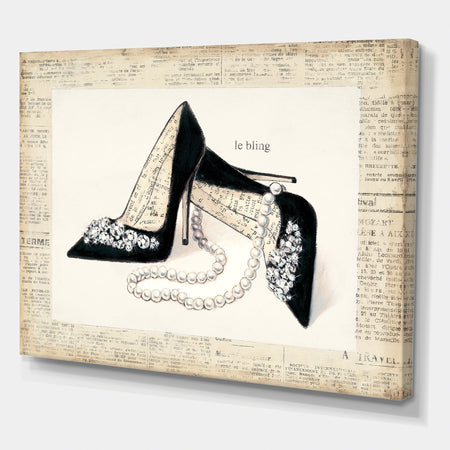 Glamorous Black Diamond Stiletto I - Fashion Gallery-wrapped Canvas