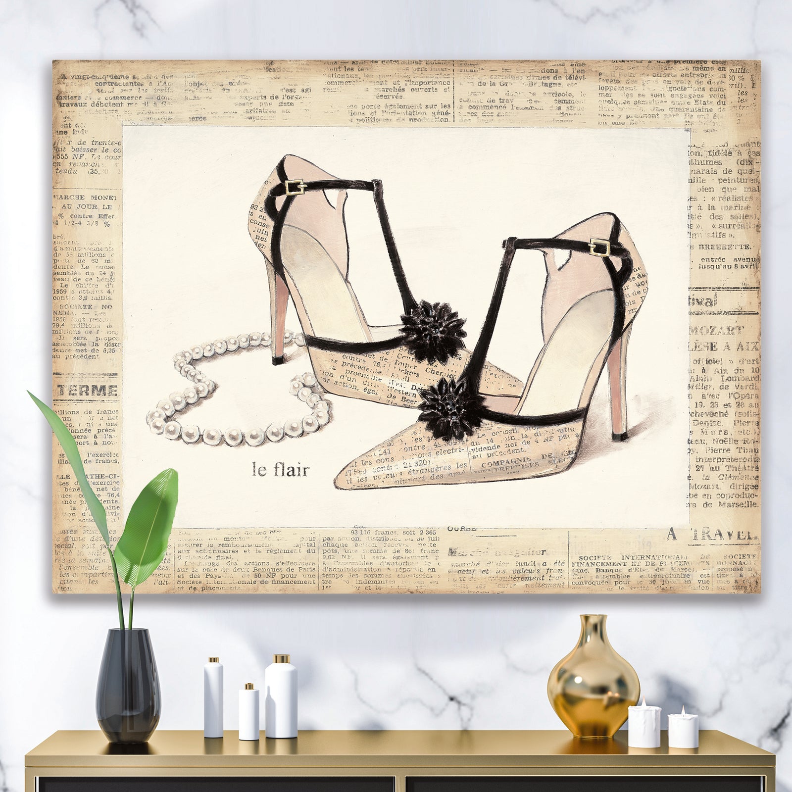 Glamorous Black Diamond Stiletto II - Fashion Canvas Artwork