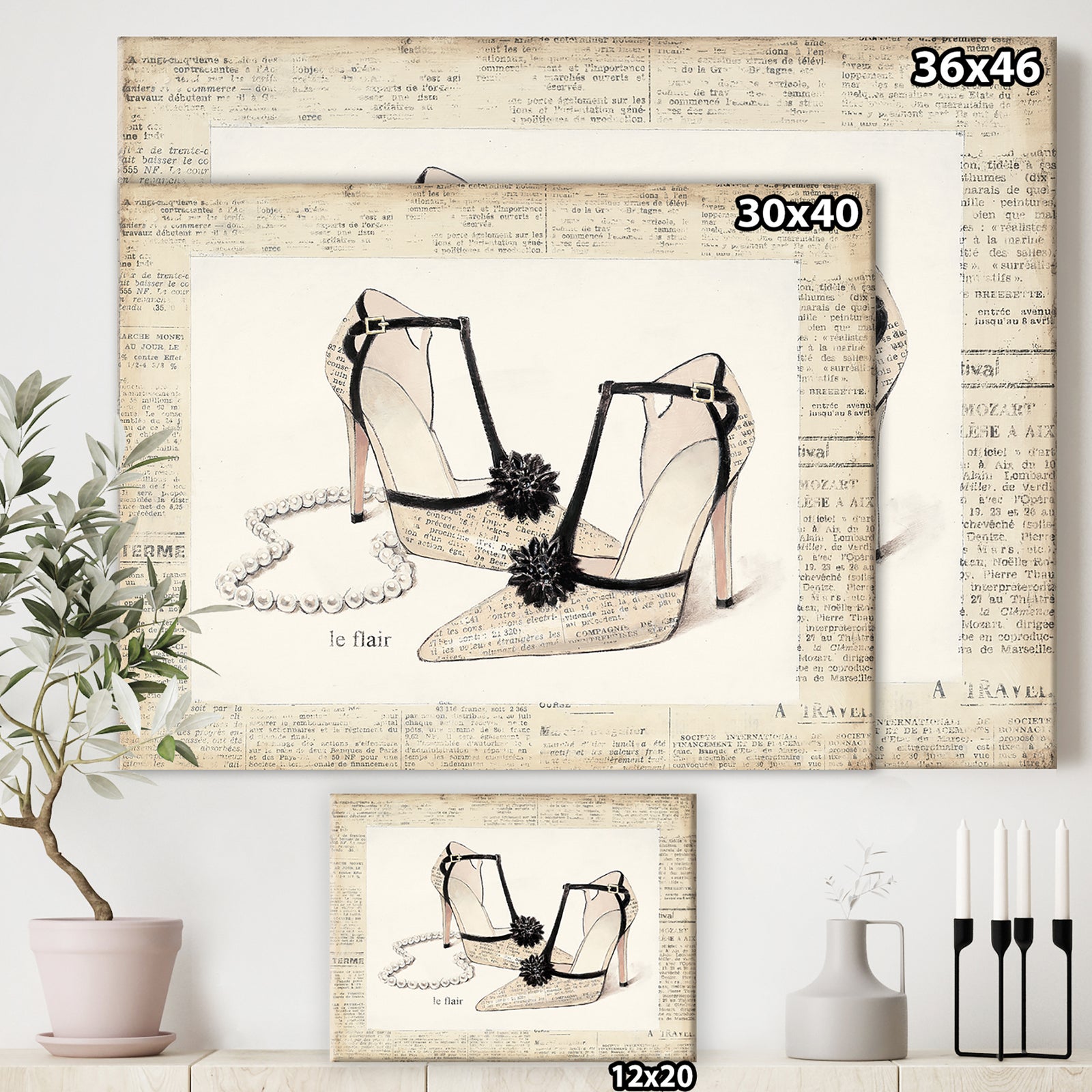Glamorous Black Diamond Stiletto II - Fashion Canvas Artwork