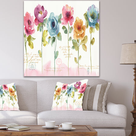 Rainbow Coloured Cottage Roses - Cabin & Lodge Premium Canvas Wall Art