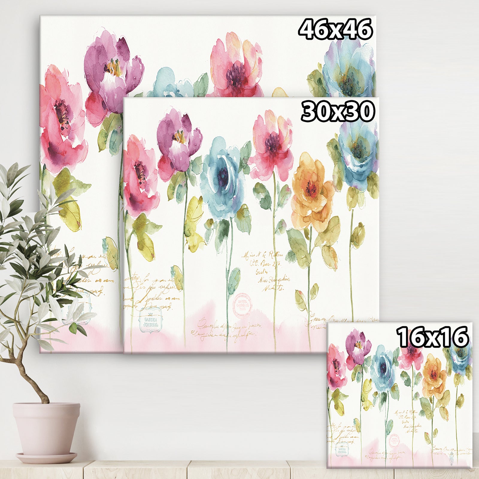 Rainbow Coloured Cottage Roses - Cabin & Lodge Premium Canvas Wall Art