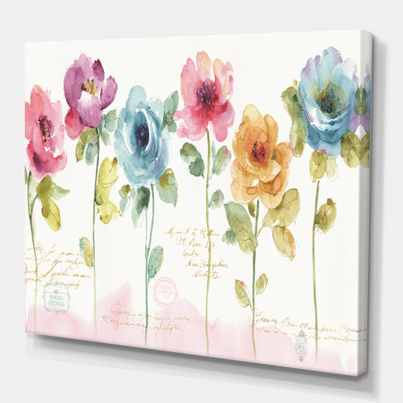 Rainbow Coloured Cottage Roses - Cabin & Lodge Premium Canvas Wall Art