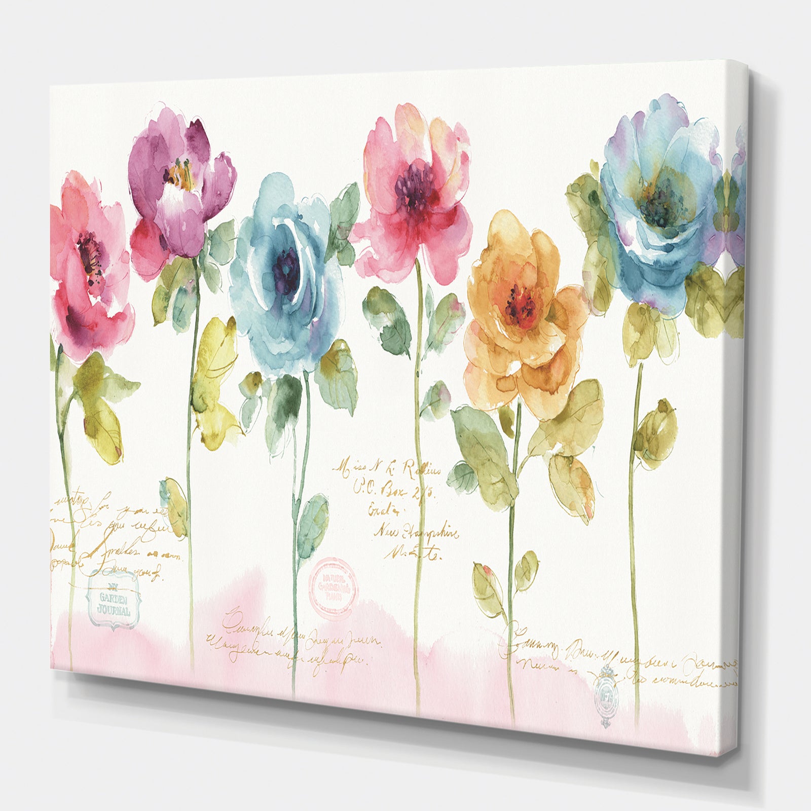 Rainbow Coloured Cottage Roses - Cabin & Lodge Premium Canvas Wall Art