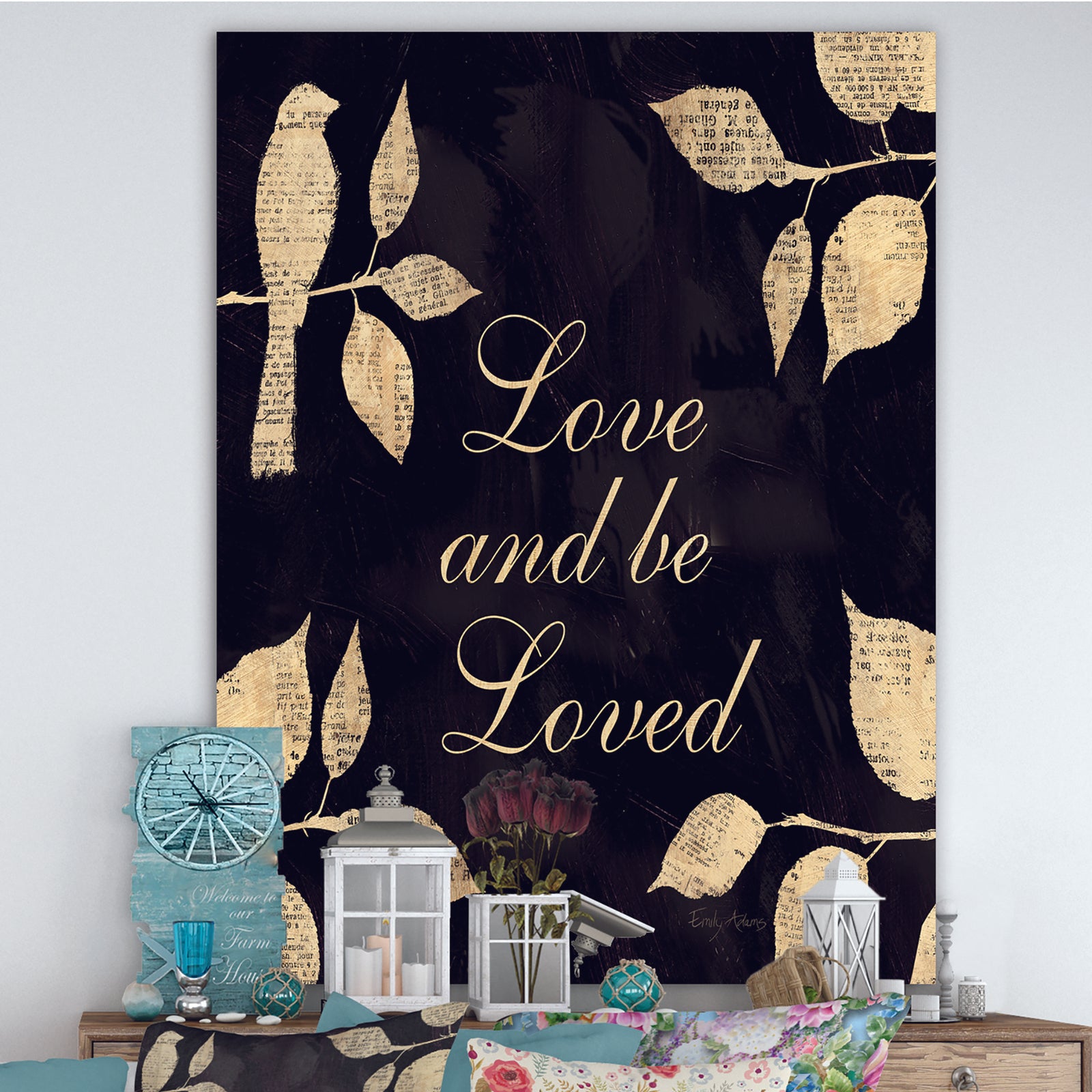 Love and Be Loved Cottage Collage - Lake House Gallery-wrapped Canvas