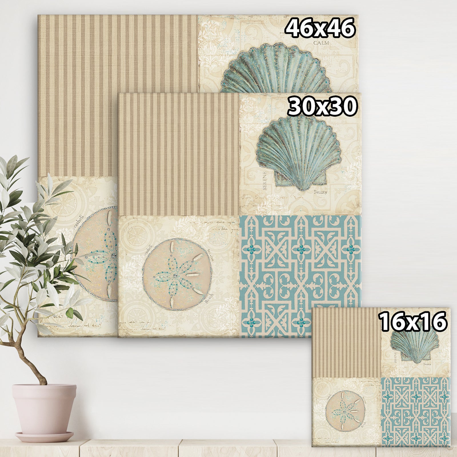 Beach Treasures Collage I - Traditional Bathroom Canvas Artwork
