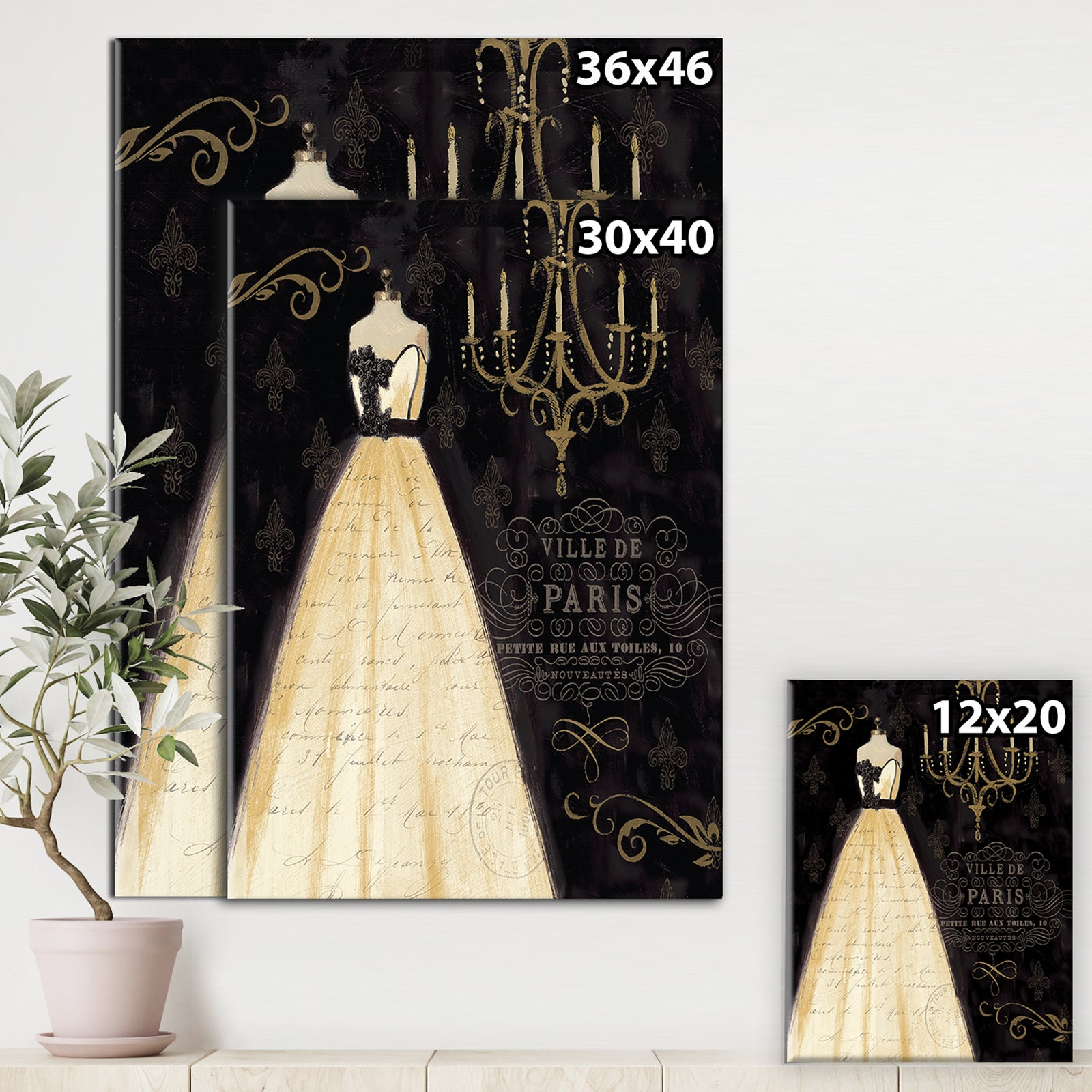 French chandeliers Couture III - Fashion Canvas Artwork