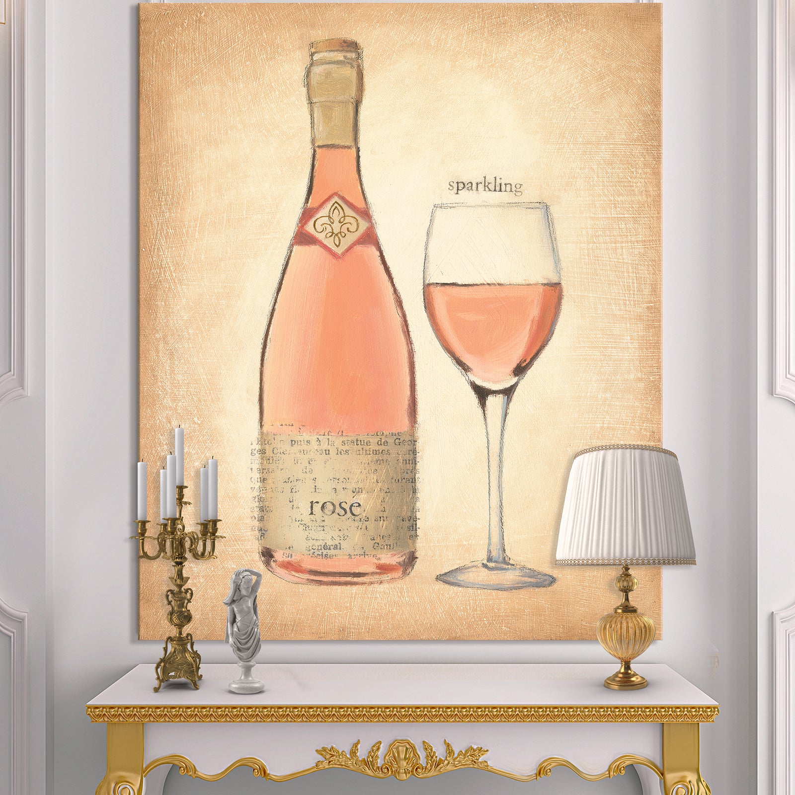 Glam Sparkling Rose Wine - Glam Premium Canvas Wall Art