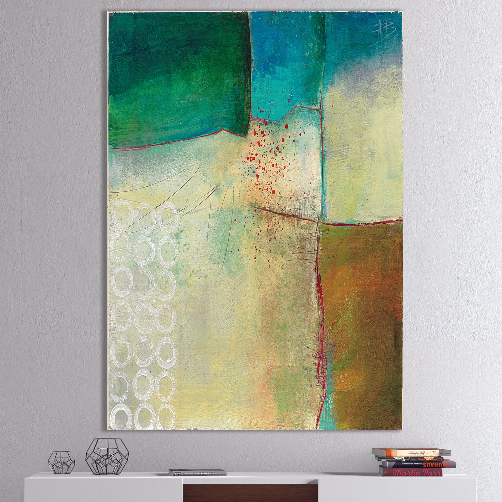 Abstract Impression of Watercolour Blue and Yellow - Traditional Canvas Artwork