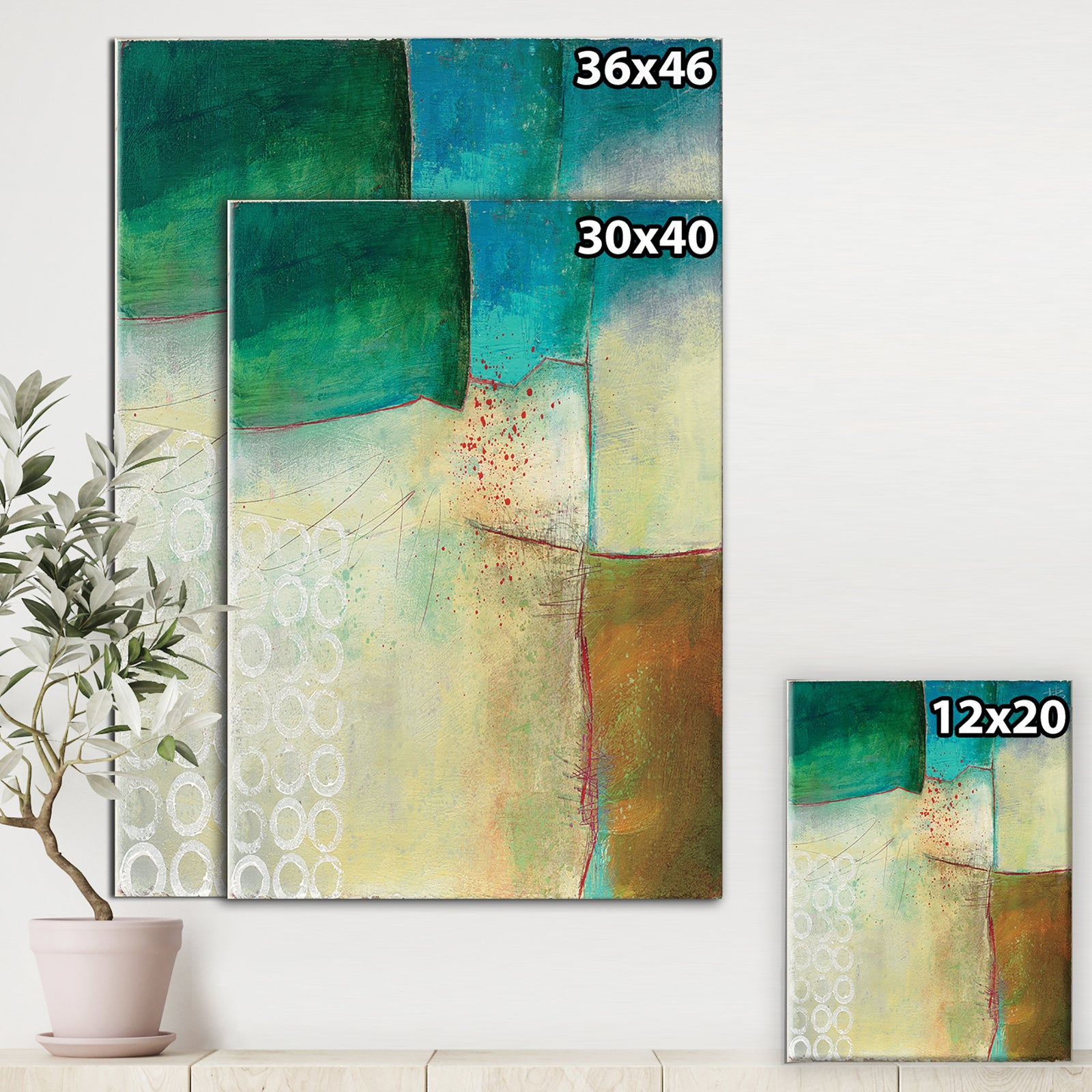 Abstract Impression of Watercolour Blue and Yellow - Traditional Canvas Artwork