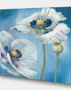 White Flower on Blue I - Farmhouse Canvas Art