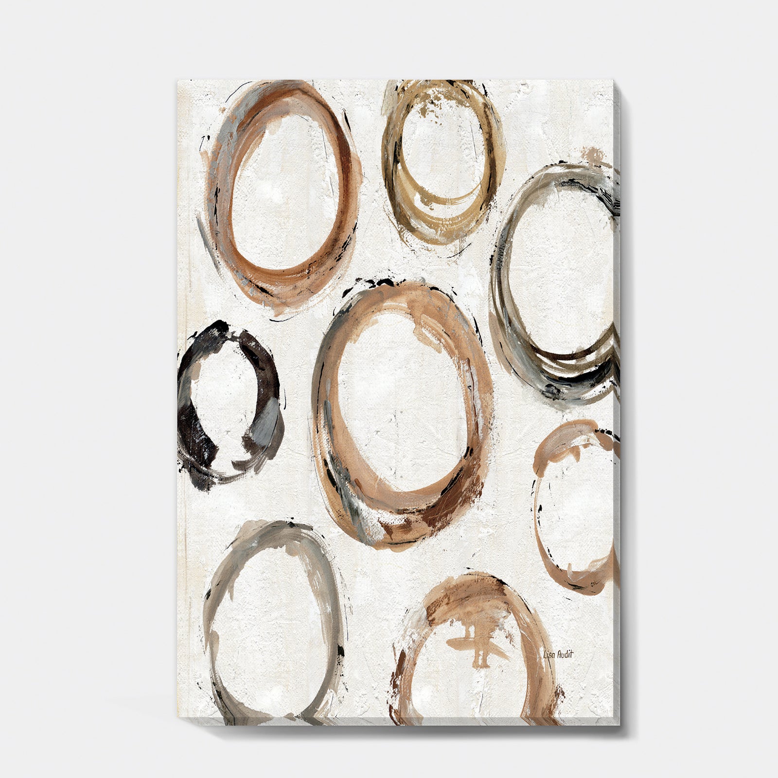 Geometric Circle Natural Balance I - Mid-Century Modern Transitional Premium Canvas Wall Art