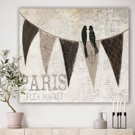 French Bird Flea Market IV - French Country Gallery-wrapped Canvas