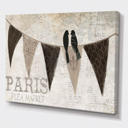 French Bird Flea Market IV - French Country Gallery-wrapped Canvas