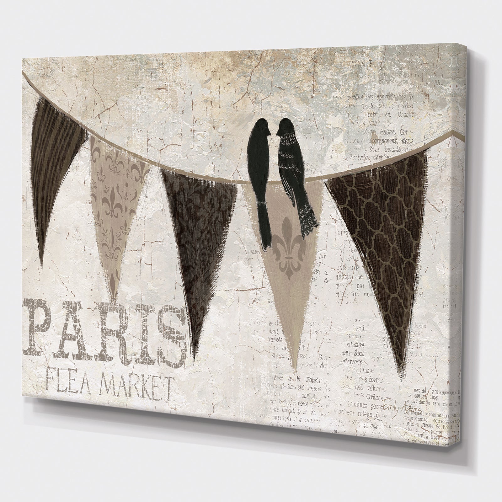 French Bird Flea Market IV - French Country Gallery-wrapped Canvas