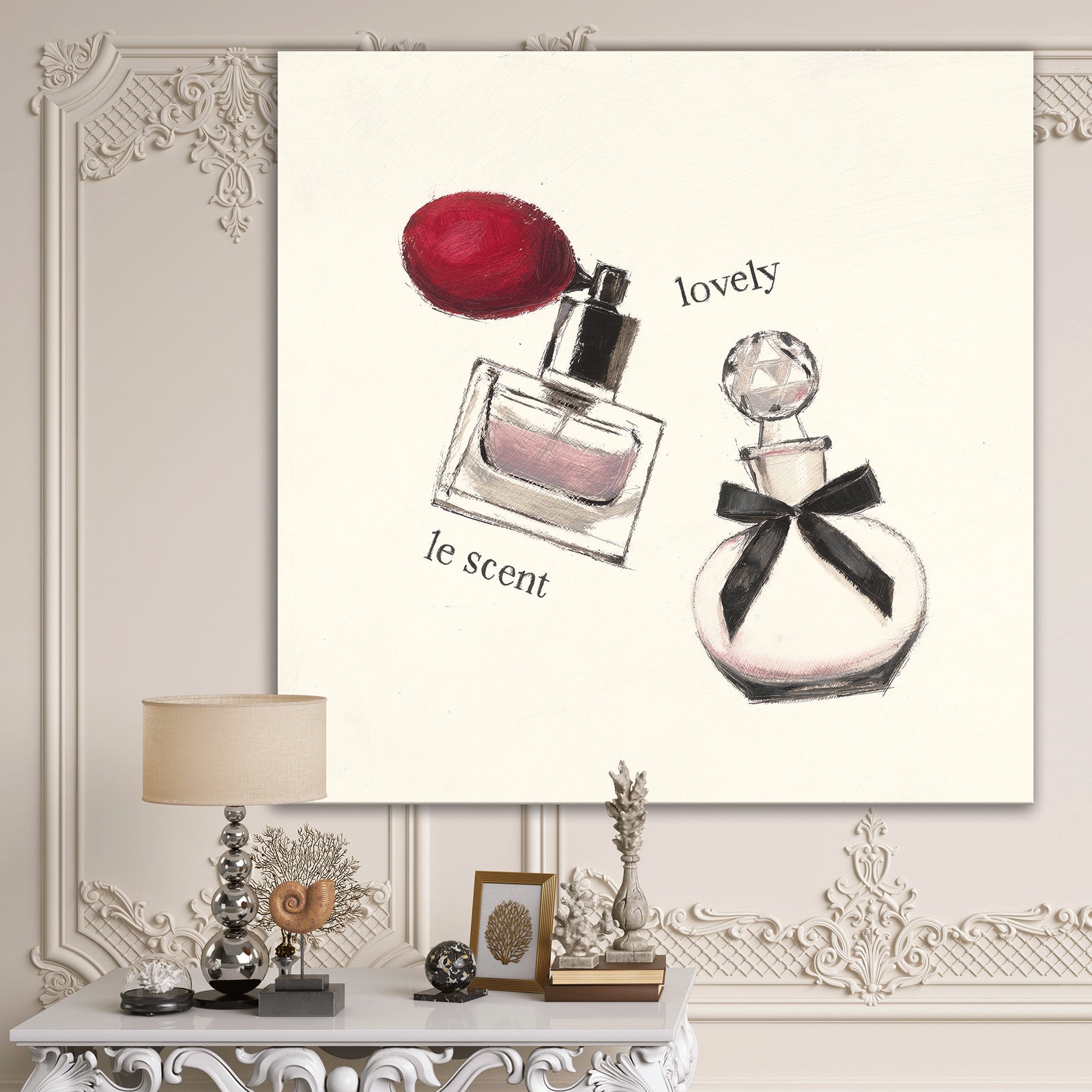 Lovely Glamorous Parfum - Traditional Bathroom Canvas Artwork