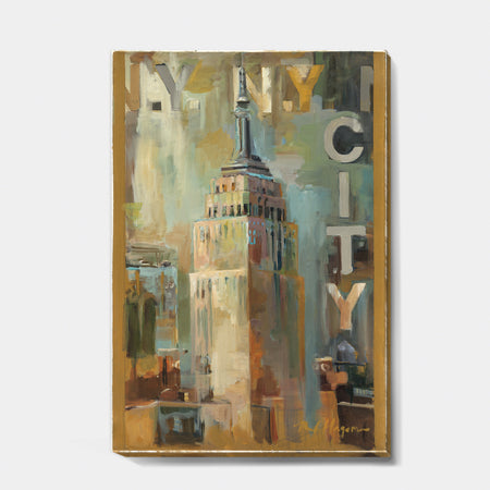 Gold Vintage Empire State Building I - Vintage Architecture Gallery-wrapped Canvas