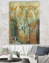 Gold Vintage Empire State Building II - Vintage Architecture Canvas Artwork