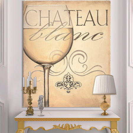 French Chateau White Wine II - Food and Beverage Premium Canvas Wall Art