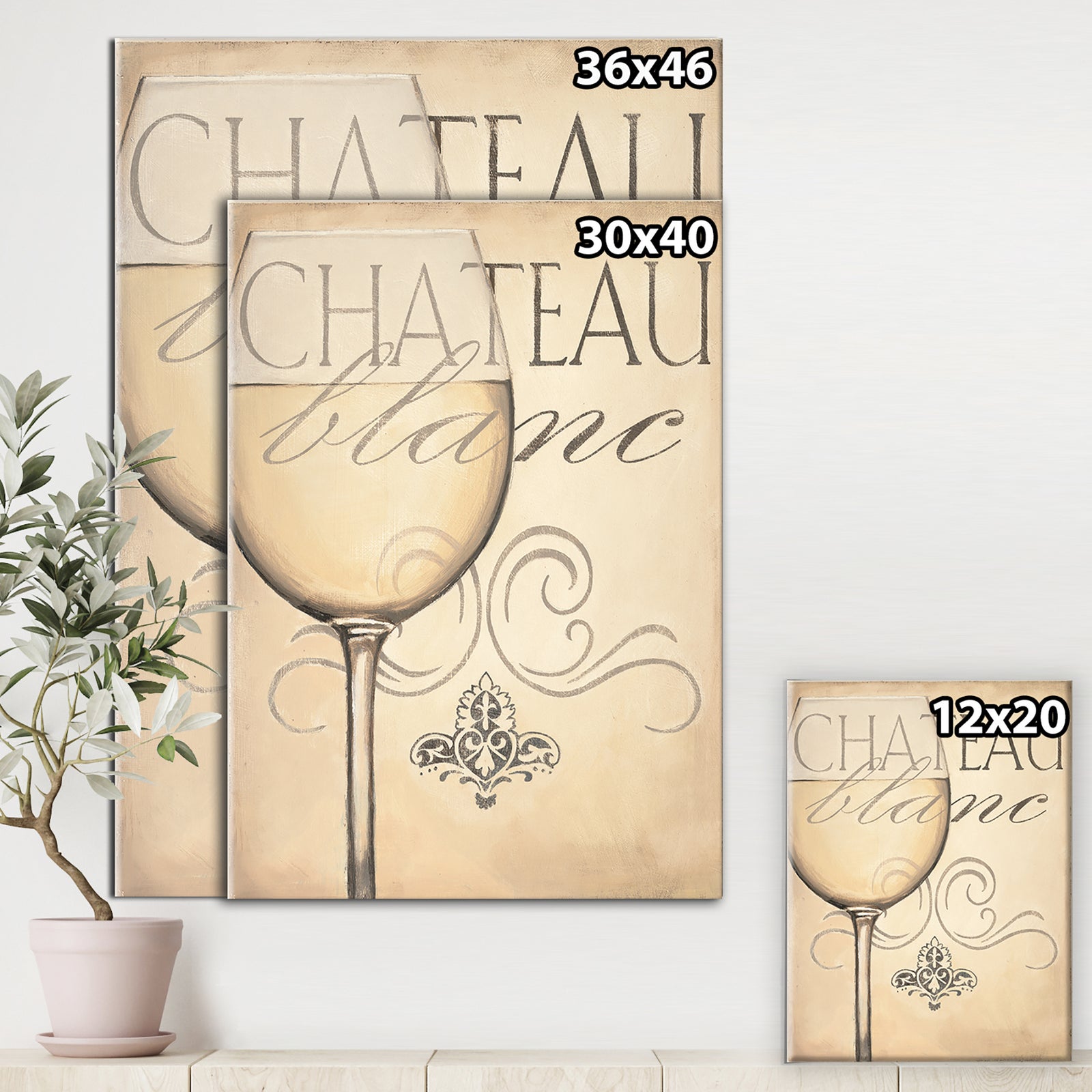 French Chateau White Wine II - Food and Beverage Premium Canvas Wall Art