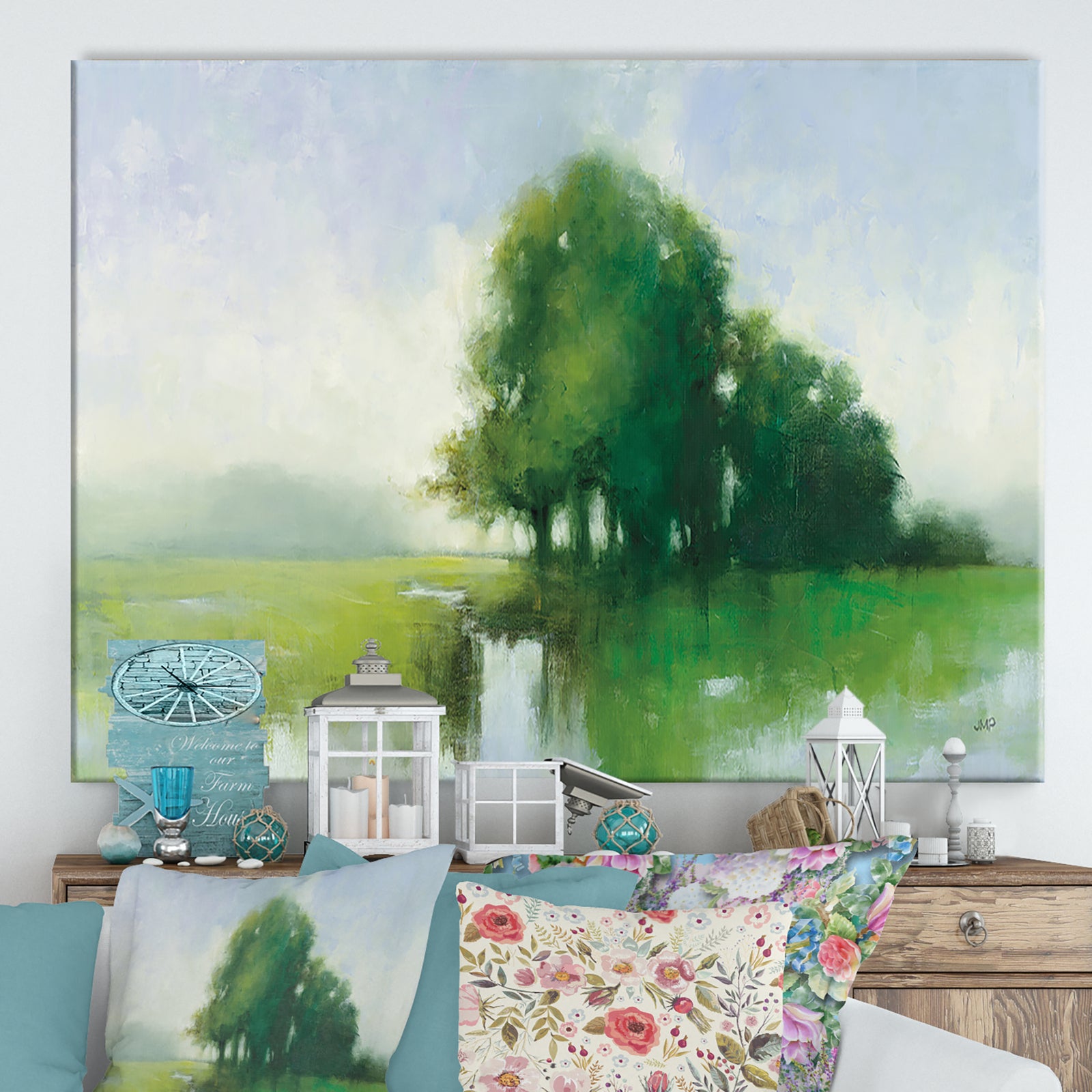 River Romance - Cottage Canvas Wall Art