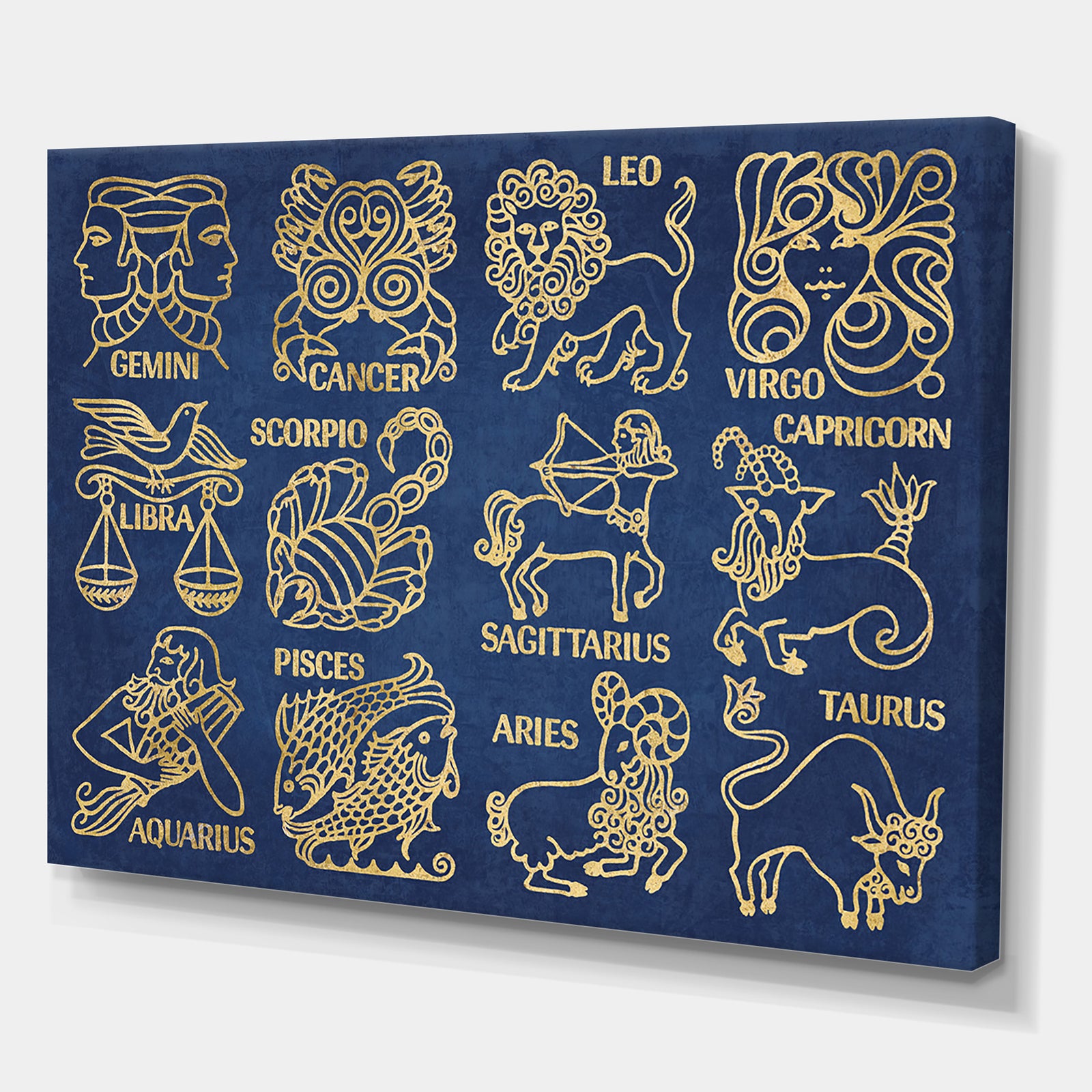 Whats Your Sign Blue Gold - Cottage Canvas Wall Art
