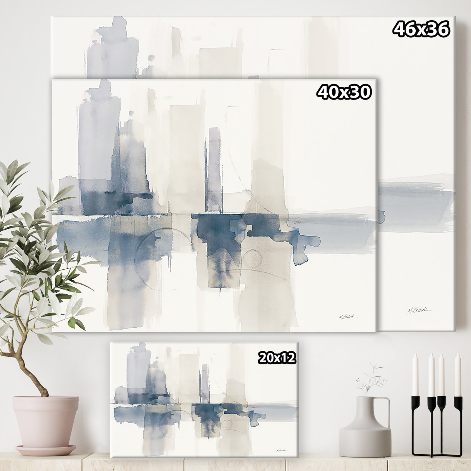 Improvisation II Navy - Cottage Canvas Wall Art