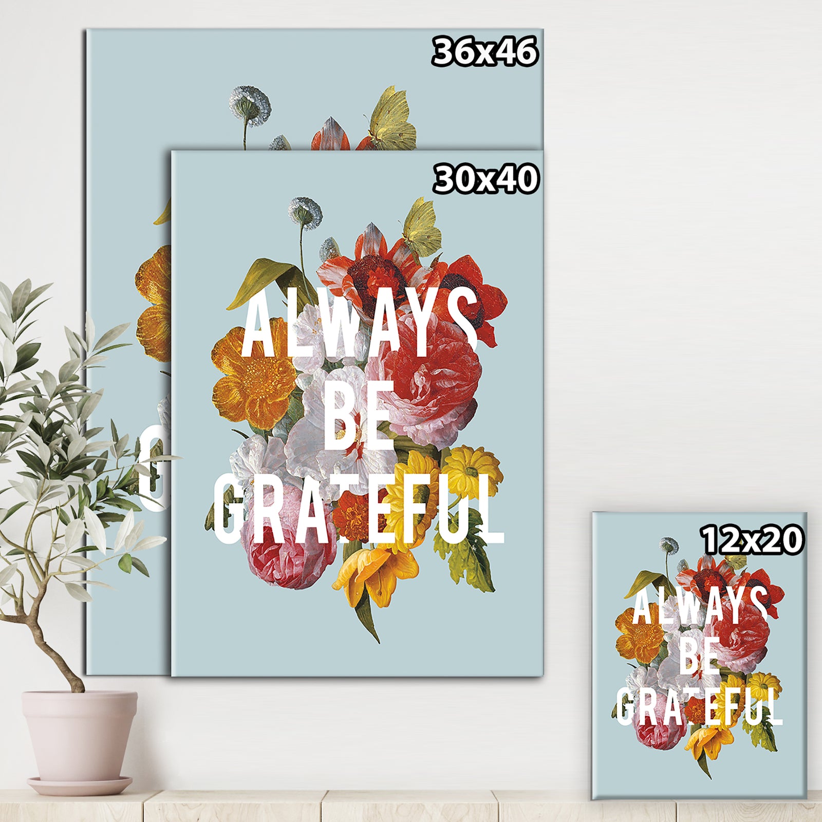Floral Sentiment I Crop - Cottage Canvas Wall Art