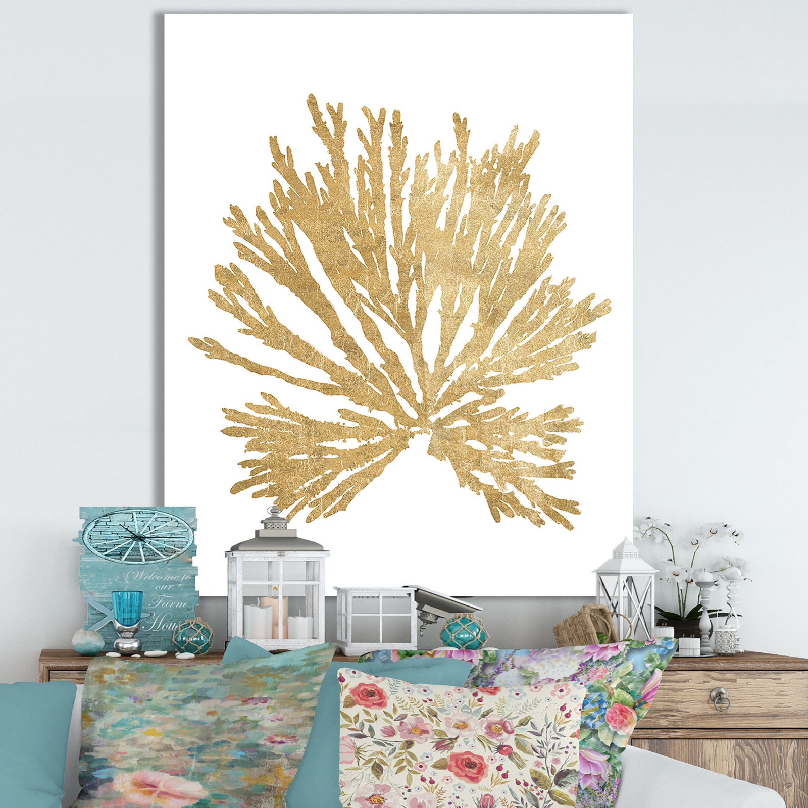 Pacific Sea Mosses II Gold - Cottage Canvas Wall Art