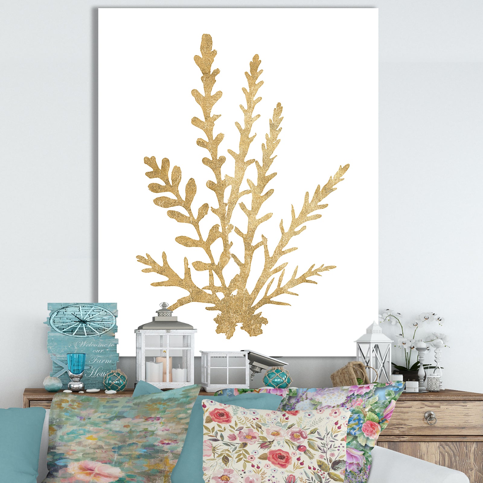 Pacific Sea Mosses III Gold - Cottage Canvas Wall Art