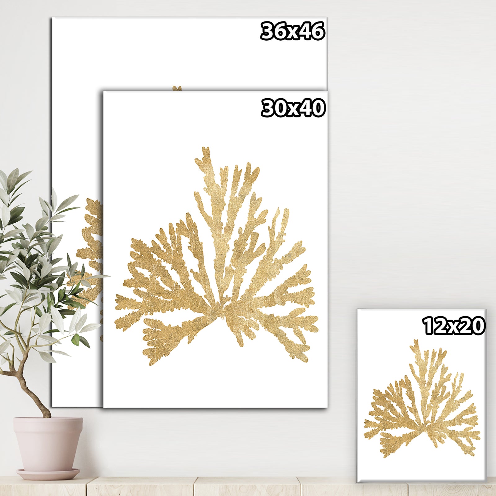 Porch Den 'Pacific Sea Mosses IV Gold - Cottage Canvas Wall Art