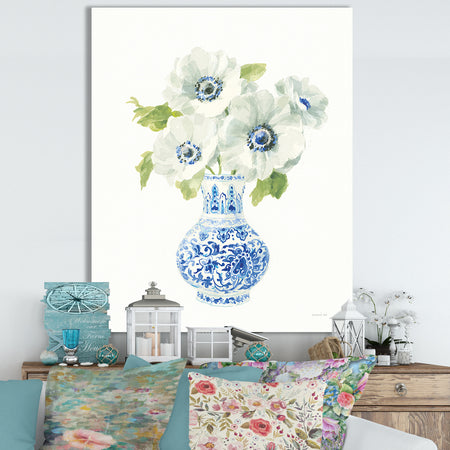 Floral Chinoiserie White I - Cottage Canvas Wall Art