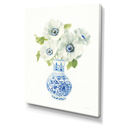 Floral Chinoiserie White I - Cottage Canvas Wall Art