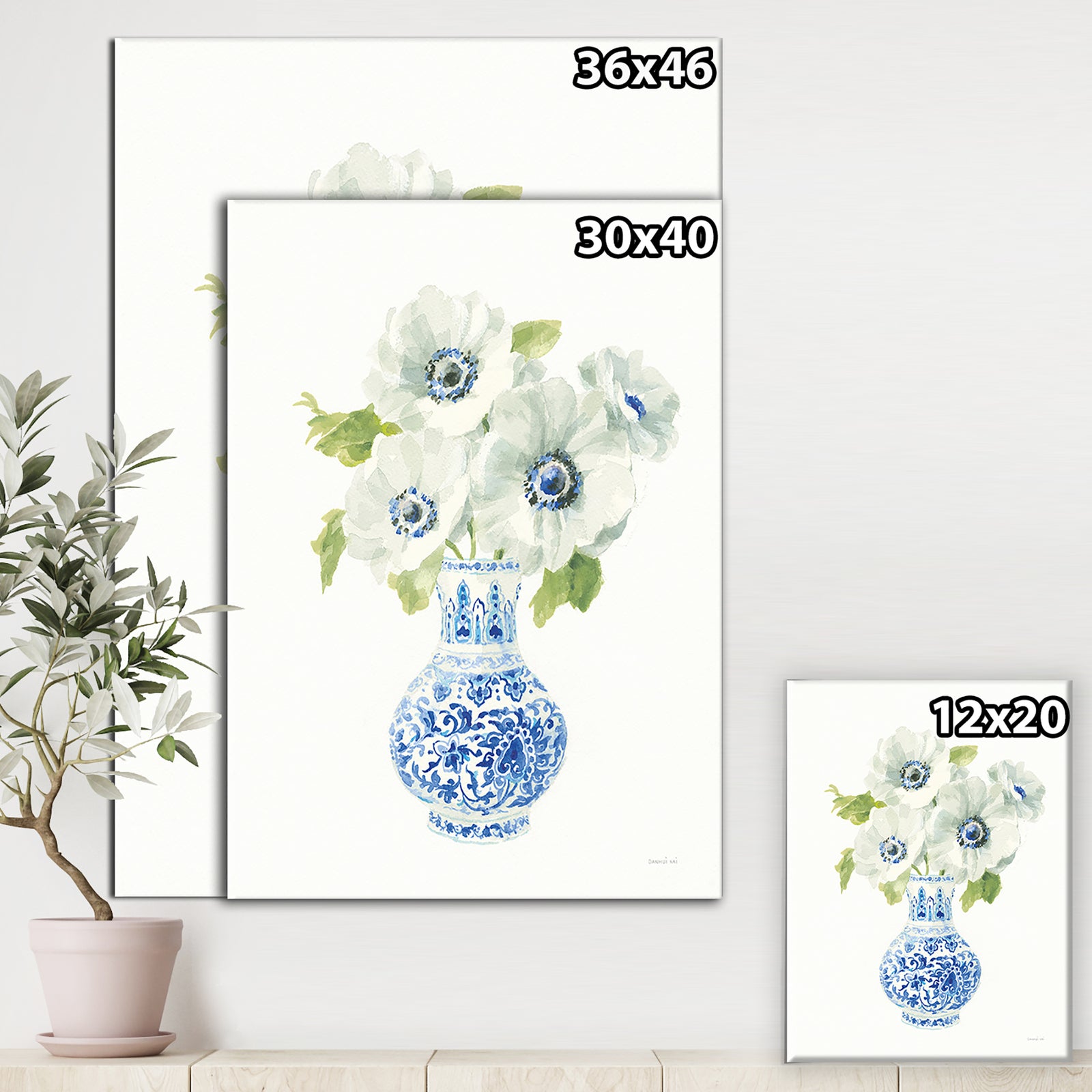 Floral Chinoiserie White I - Cottage Canvas Wall Art