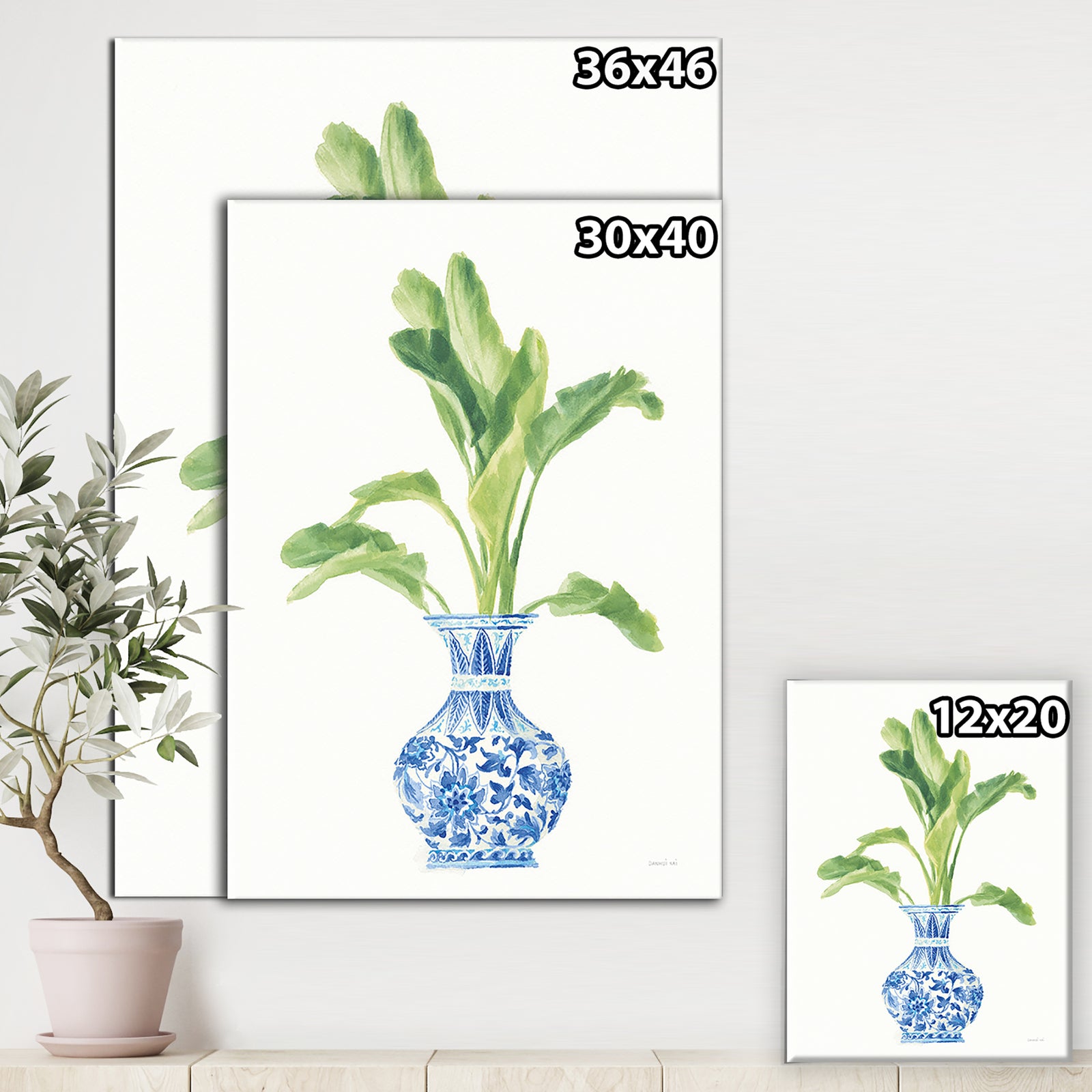 Palm Chinoiserie White I - Cottage Canvas Wall Art