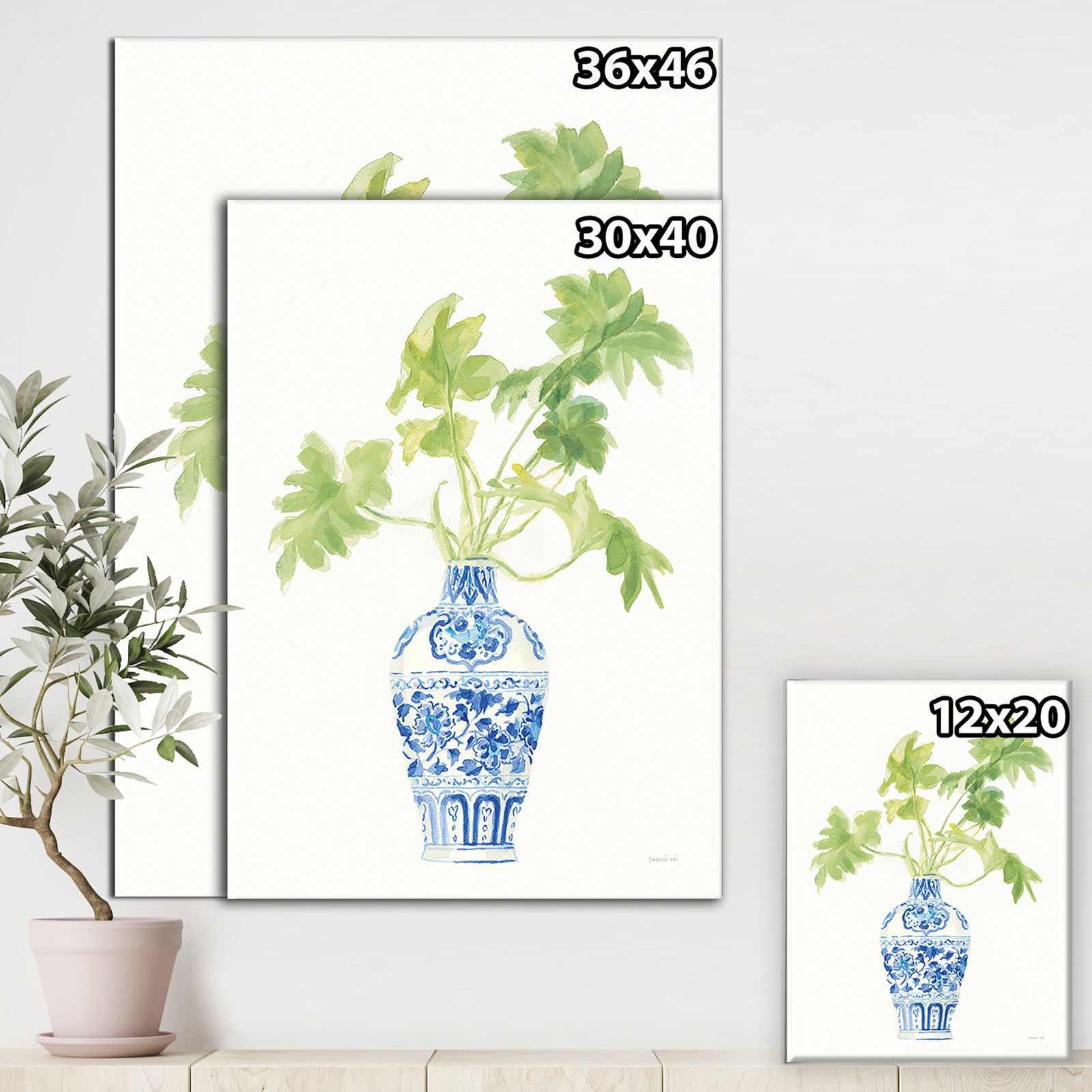 Palm Chinoiserie White III - Cottage Canvas Wall Art