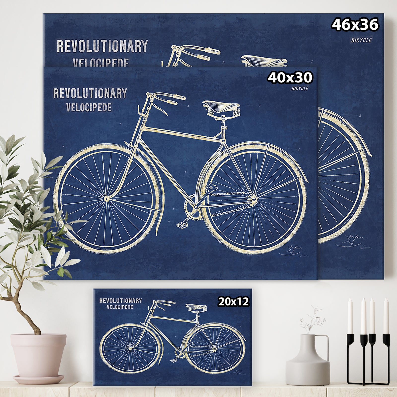 Blueprint Bicycle v - Cottage Canvas Wall Art
