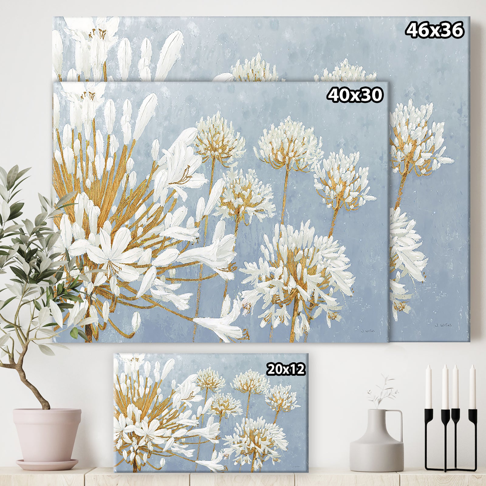 Golden Spring Blue Gray - Cottage Canvas Wall Art