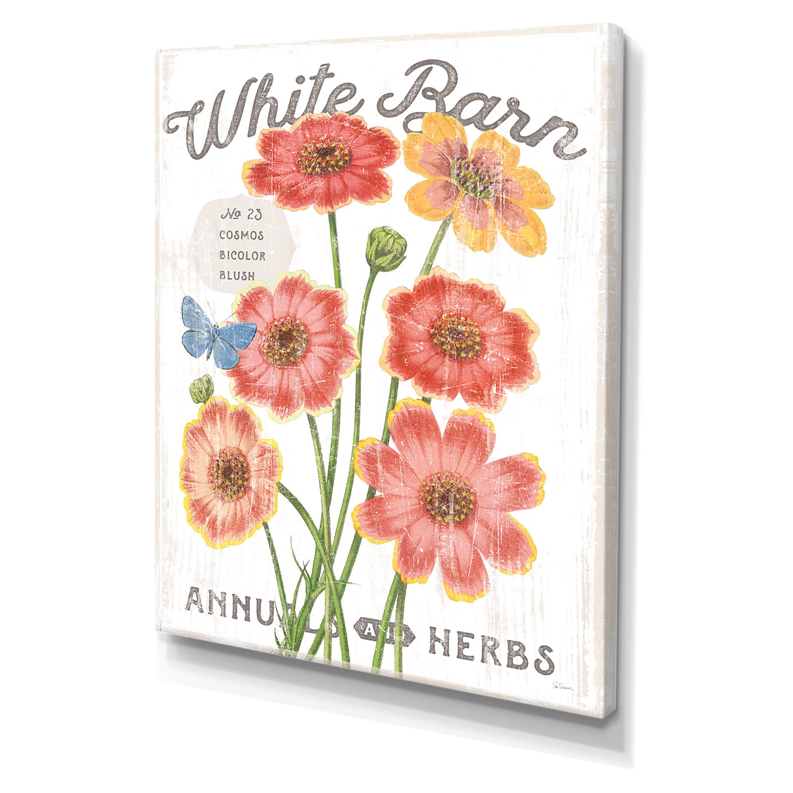 White Barn Flowers III - Cottage Canvas Wall Art