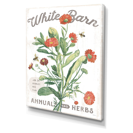 White Barn Flowers IV - Cottage Canvas Wall Art