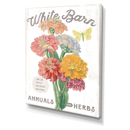 White Barn Flowers V - Cottage Canvas Wall Art