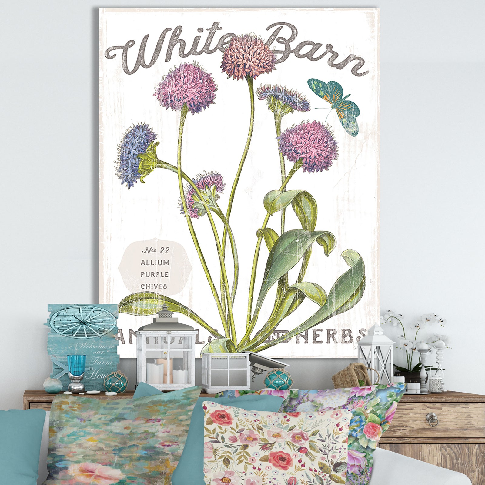 White Barn Flowers VI - Cottage Canvas Wall Art
