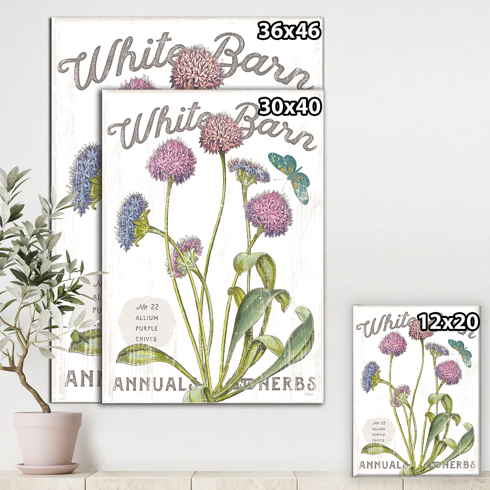 White Barn Flowers VI - Cottage Canvas Wall Art