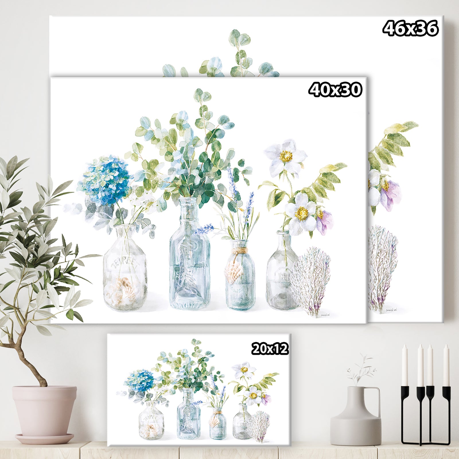 RW Beach Flowers I - Cottage Canvas Wall Art