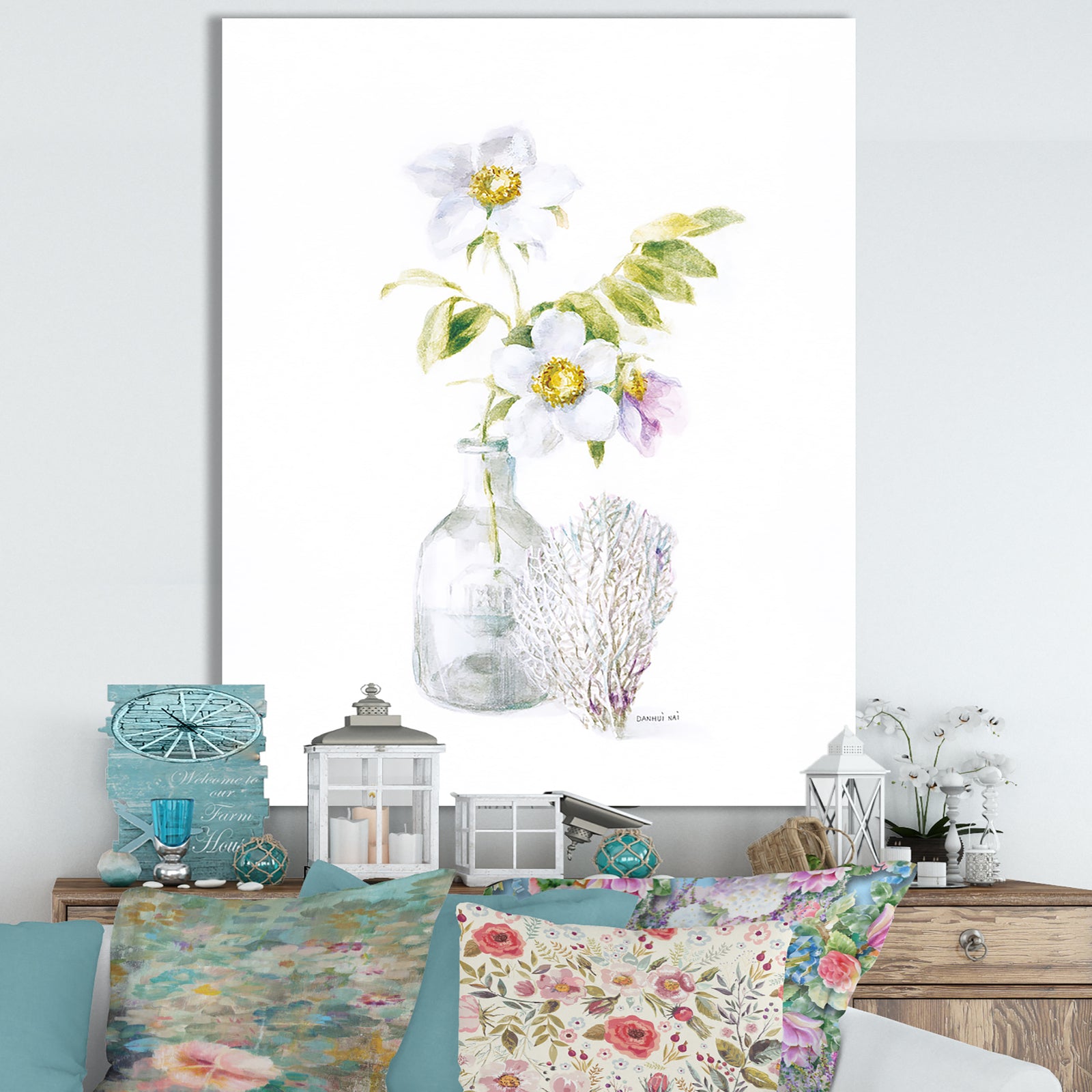 RW Beach Flowers II - Cottage Canvas Wall Art