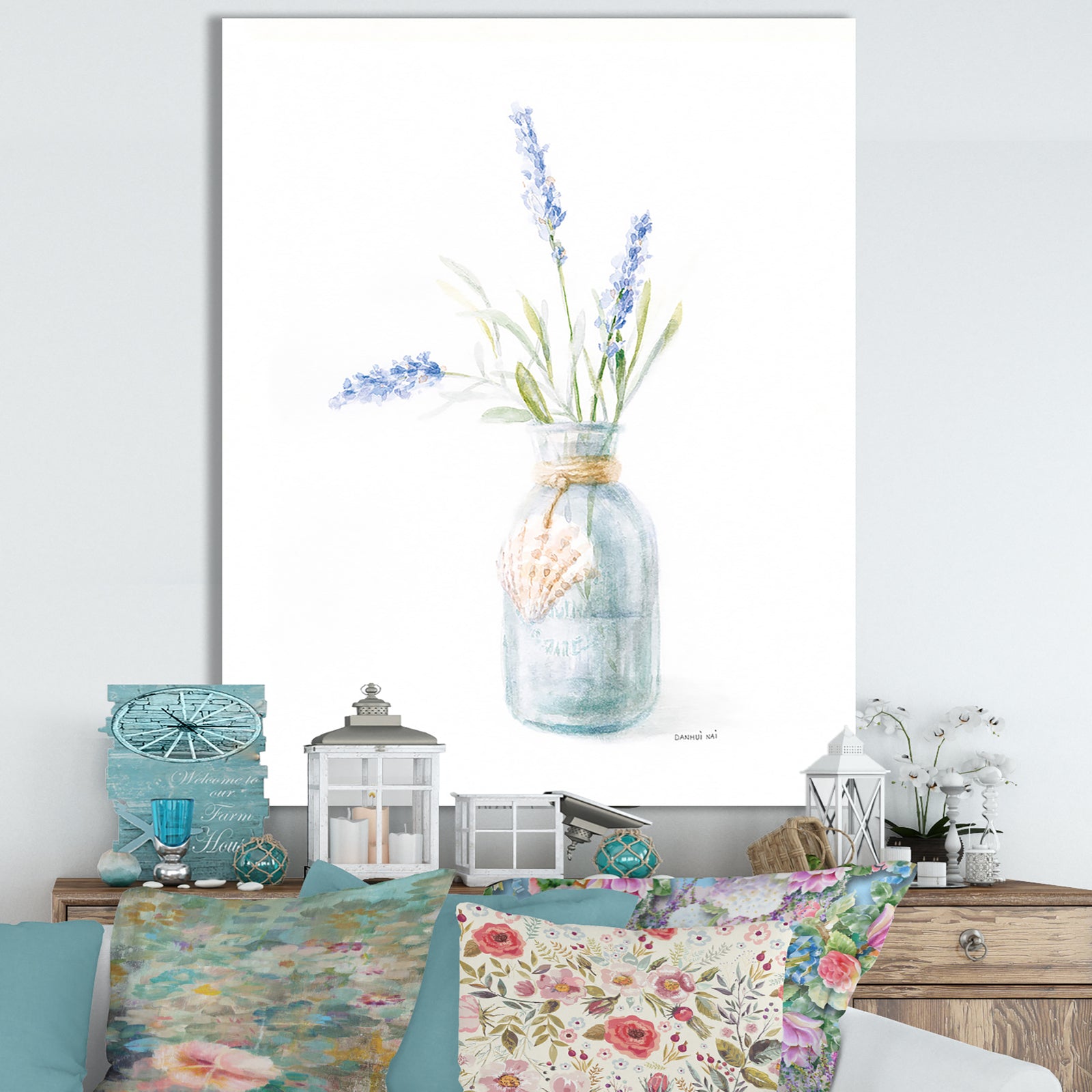 RW Beach Flowers III - Cottage Canvas Wall Art